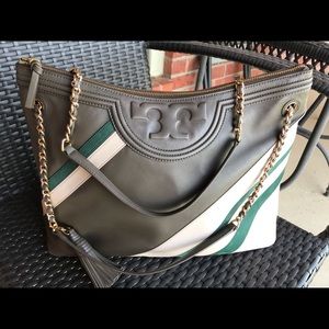 Tory Burch Fleming stripped purse